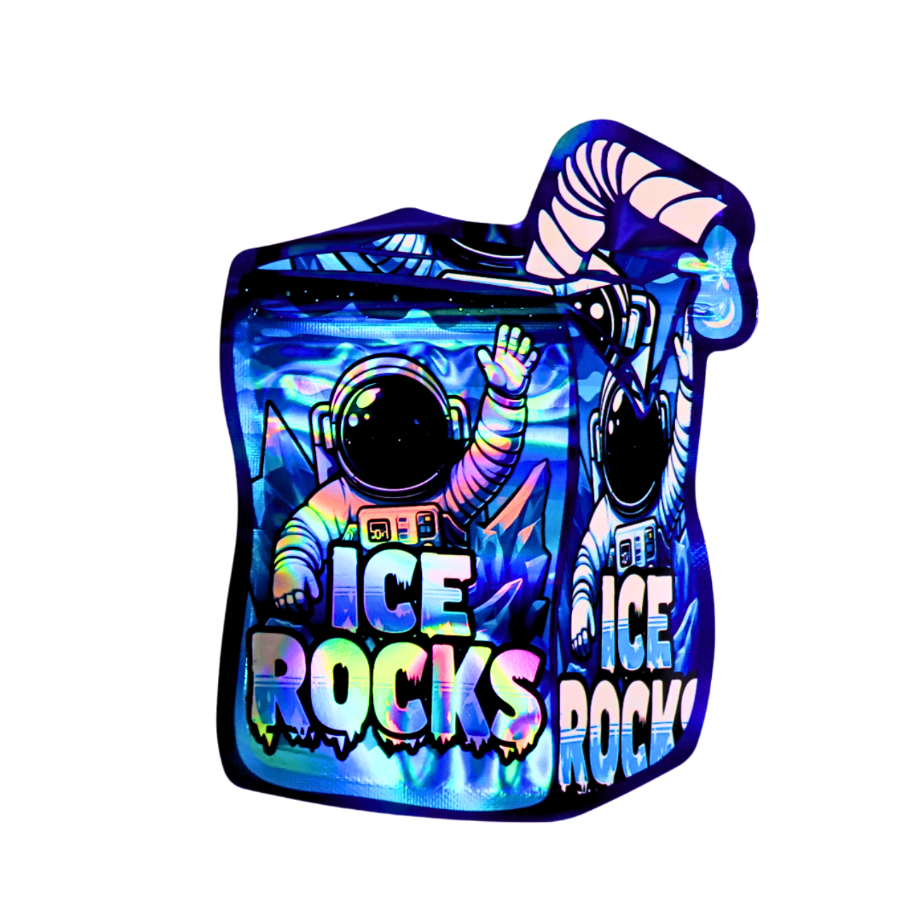 HOLOGRAPHIC MYLAR 3.5G BAGS 50CT ICE ROCKS DESIGN